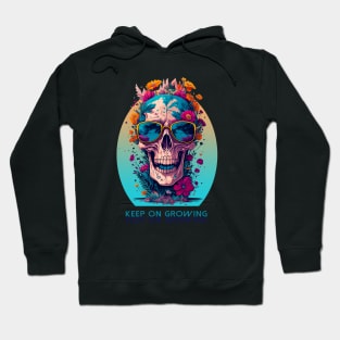 Classic Flourish Bloom Skull In Vintage Retro Style Hoodie